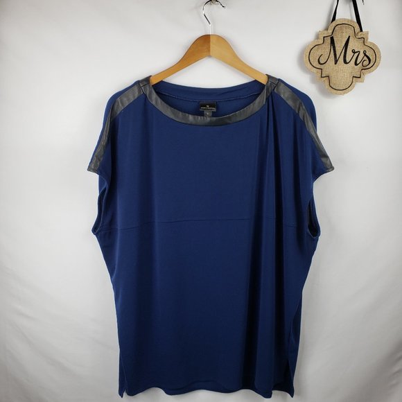 Worthington Tops - Worhtington Blouse Boxy Short Sleeve Blue